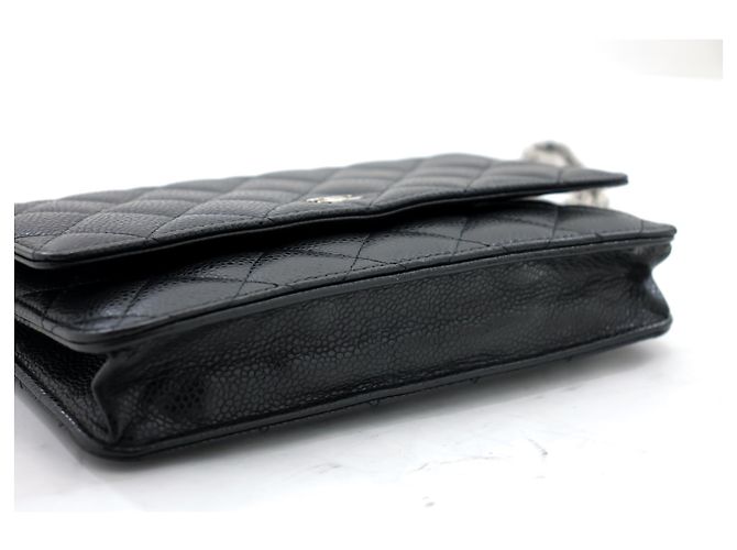 Wallet On Chain CHANEL Portafoglio con caviale su catena WOC Borsa a tracolla nera con tracolla Nero - vista 4