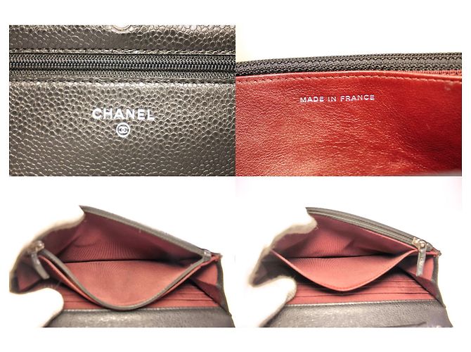 Wallet On Chain CHANEL Portafoglio con caviale su catena WOC Borsa a tracolla nera con tracolla Nero - vista 8