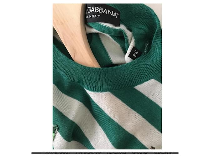 Dolce & Gabbana Gestreifter Kaschmirpullover Grün - Ansicht 4