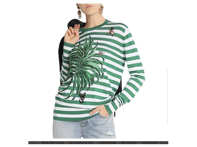 Dolce & Gabbana Gestreifter Kaschmirpullover Grün - Ansicht 9