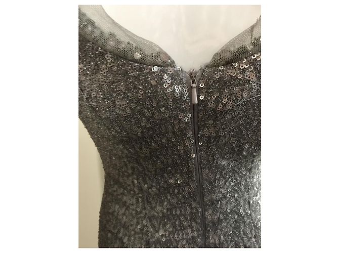 Autre Marque Robe de cocktail argentée, pailleté par Mikael Aghal - vue 6