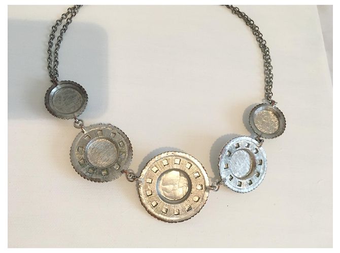 Vintage Collana art déco con grandi strass trasparenti Argento - vista 9