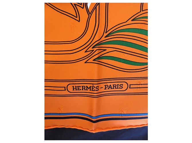 Foulard Hermès in seta Quadrige au Fil Arancione - vista 2