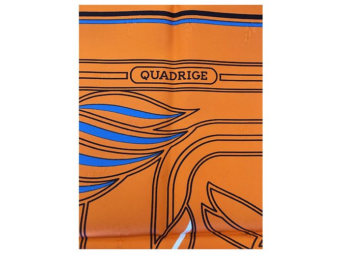 Foulard Hermès in seta Quadrige au Fil Arancione - vista 3