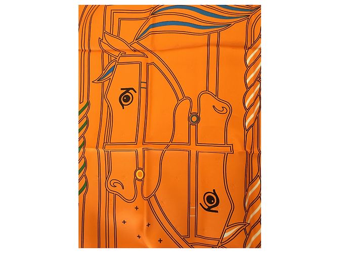 Foulard Hermès in seta Quadrige au Fil Arancione - vista 5