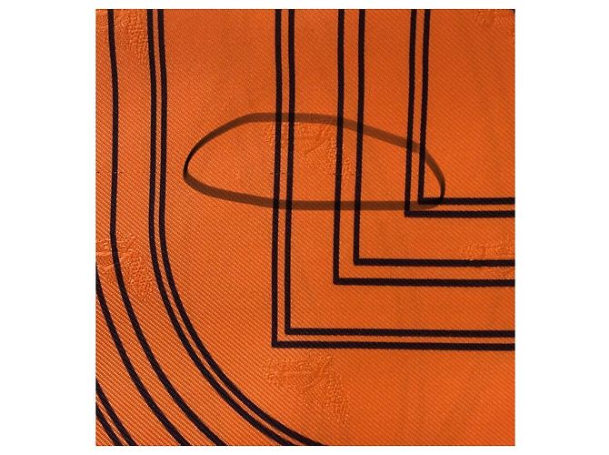 Foulard Hermès in seta Quadrige au Fil Arancione - vista 6