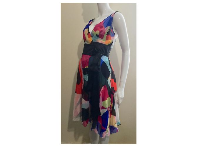 Diane Von Furstenberg DvF Vintage Wickelkleid aus Seidenchiffon Mehrfarben - Ansicht 2