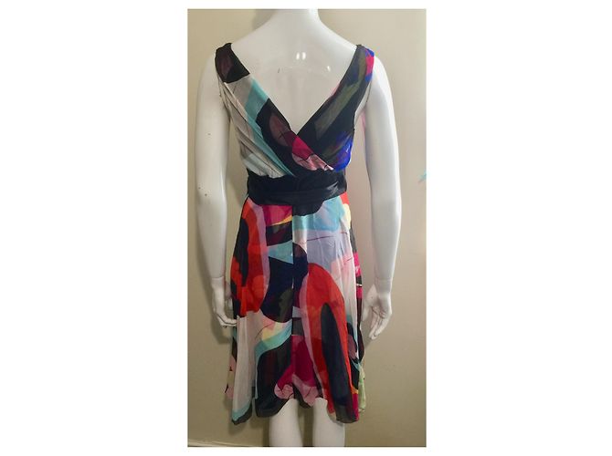 Diane Von Furstenberg DvF Vintage Wickelkleid aus Seidenchiffon Mehrfarben - Ansicht 3