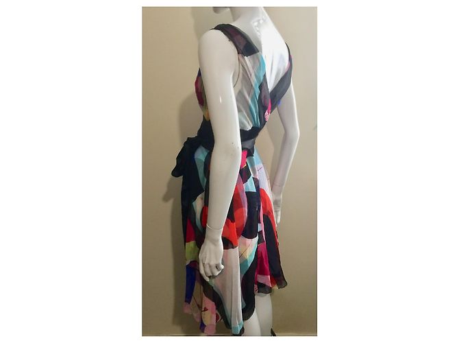 Diane Von Furstenberg DvF Vintage Wickelkleid aus Seidenchiffon Mehrfarben - Ansicht 5