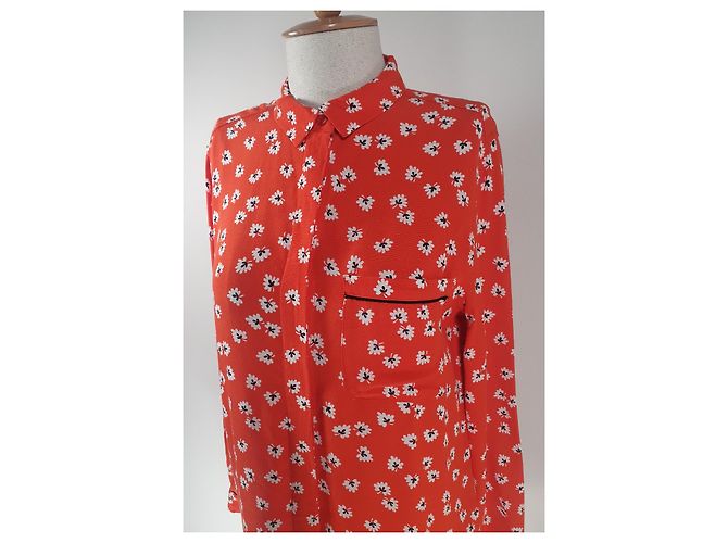 Top Camisa Ganni Rojo de Viscosa Roja - vista 2