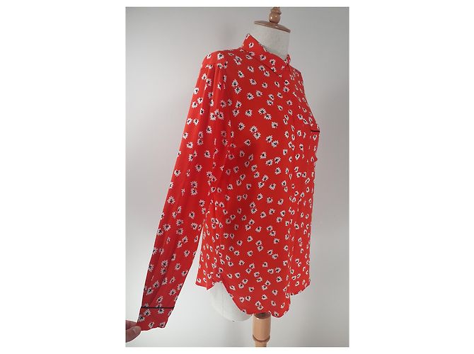 Top Camisa Ganni Rojo de Viscosa Roja - vista 3