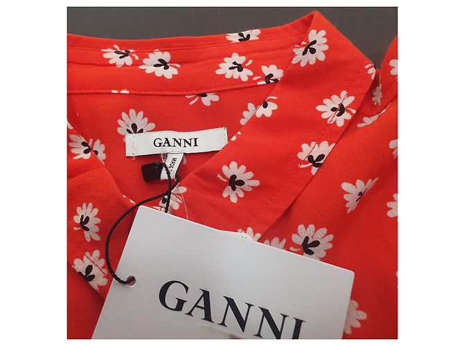 Top Camisa Ganni Rojo de Viscosa Roja - vista 5