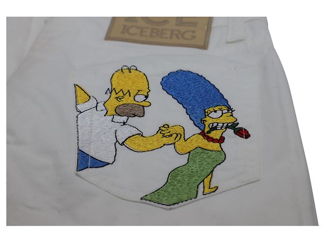 Calça bordada Iceberg x Os Simpsons em algodão creme Branco Cru - vista 4