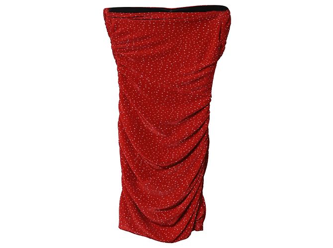 Maje Orion gerüscht gepunktetes Minikleid aus rotem Polyester - Ansicht 2