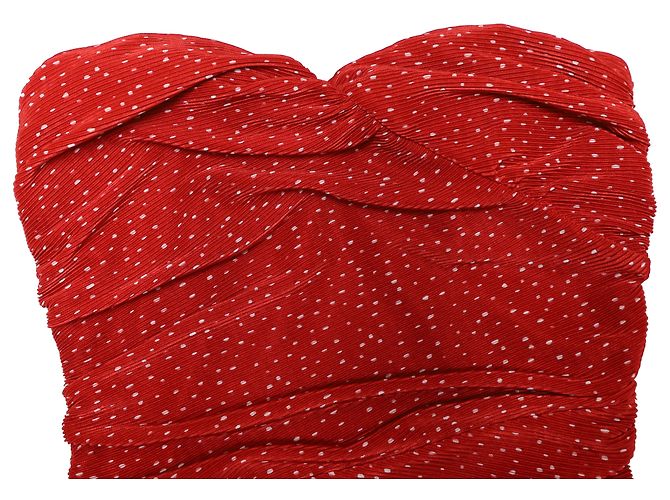 Maje Orion gerüscht gepunktetes Minikleid aus rotem Polyester - Ansicht 3