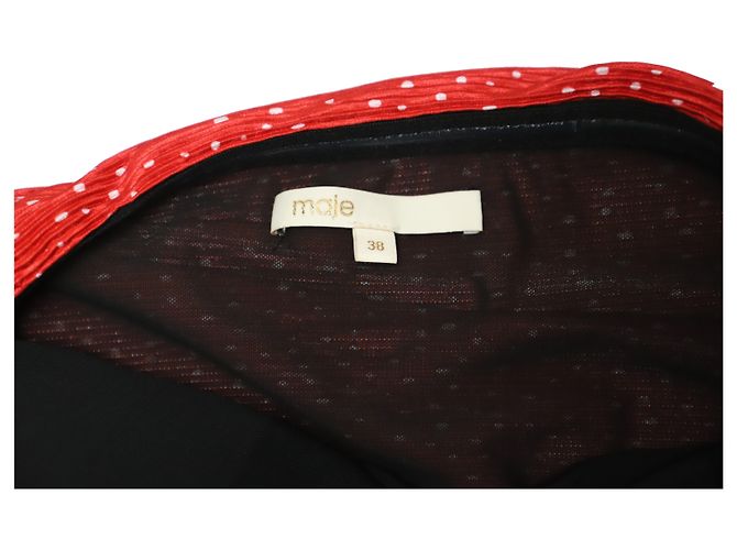 Maje Orion gerüscht gepunktetes Minikleid aus rotem Polyester - Ansicht 4