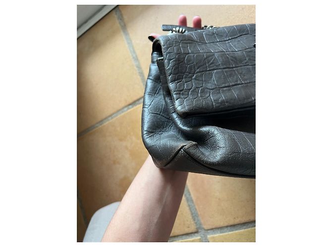 Borsa a mano Yves Saint Laurent in pelle grigio scuro Grigio antracite - vista 3
