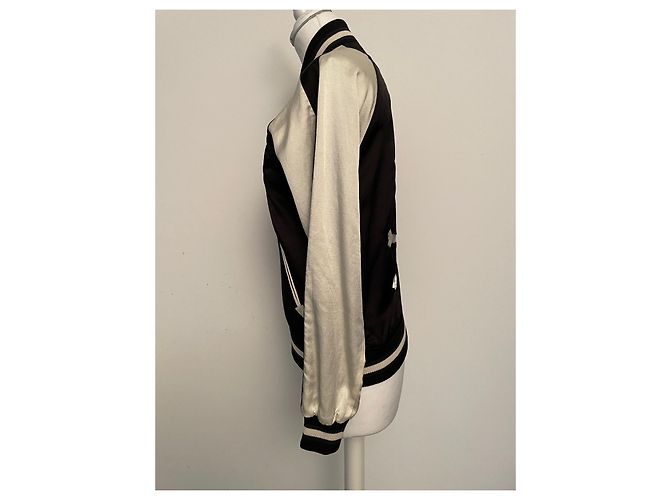 R13 Reversible Bomber Jacket Black and Cream Silk Cotton - view 2