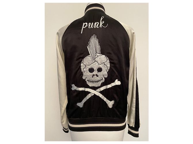 R13 Reversible Bomber Jacket Black and Cream Silk Cotton - view 3