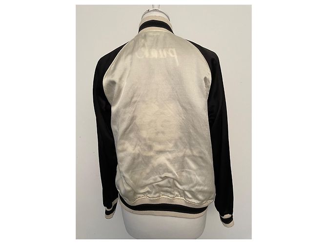 R13 Reversible Bomber Jacket Black and Cream Silk Cotton - view 5