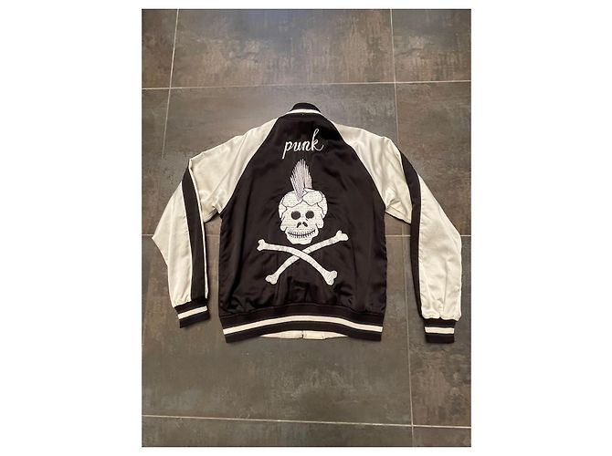 R13 Reversible Bomber Jacket Black and Cream Silk Cotton - view 7