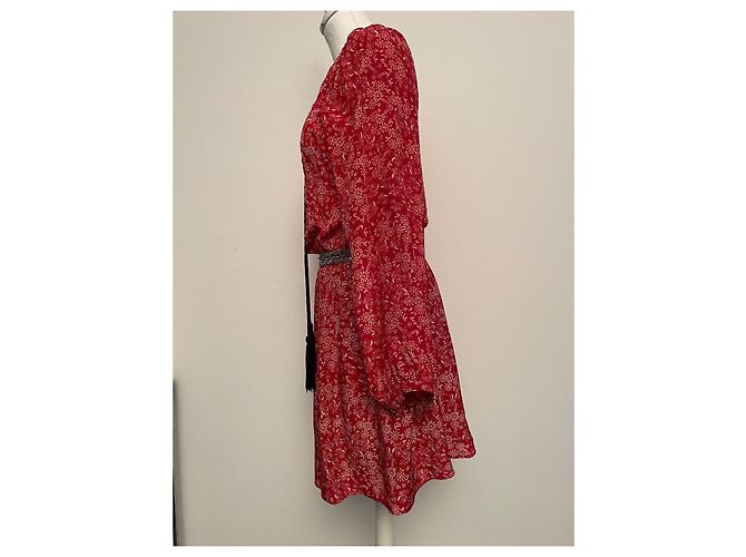 The Kooples Sunrise Seidenkleid Rot - Ansicht 3