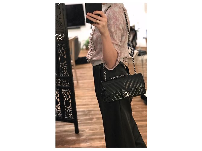 Timeless Chanel Borsa con patta nera classica senza tempo 25 cm Nero - vista 4