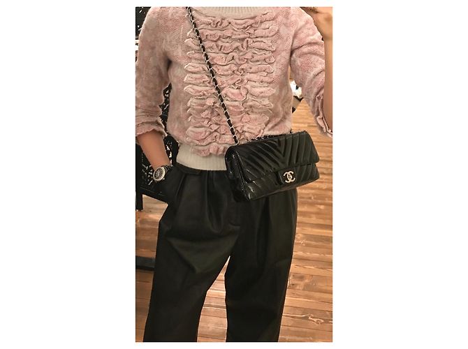 Timeless Chanel Borsa con patta nera classica senza tempo 25 cm Nero - vista 5