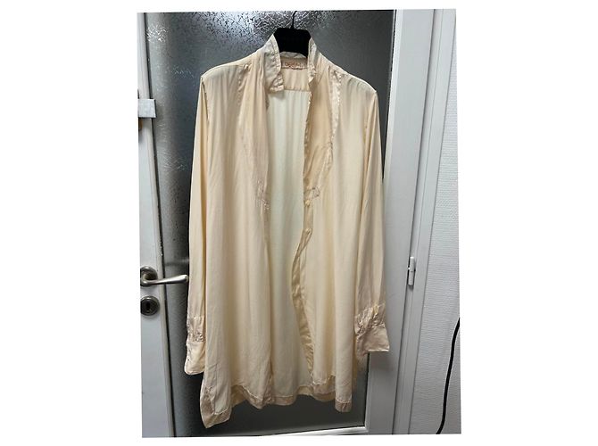 Autre Marque Camicia tunica in seta beige - vista 3