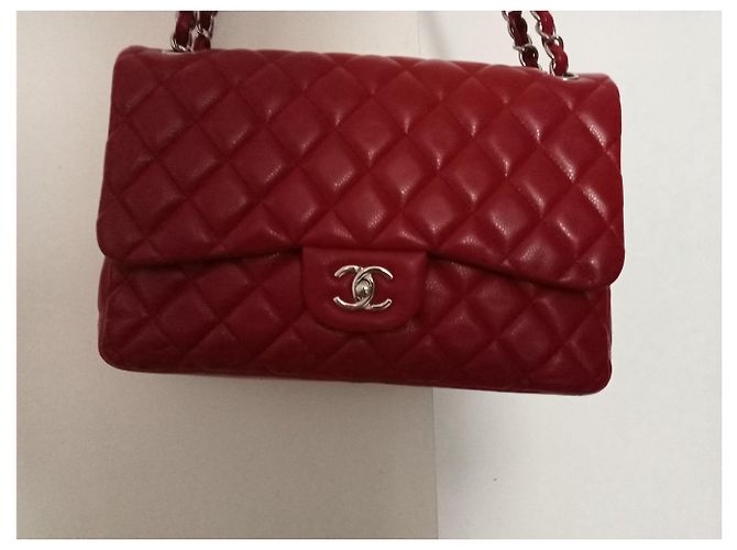 Mademoiselle Borsa Chanel Jumbo in pelle caviar rossa Rosso - vista 21