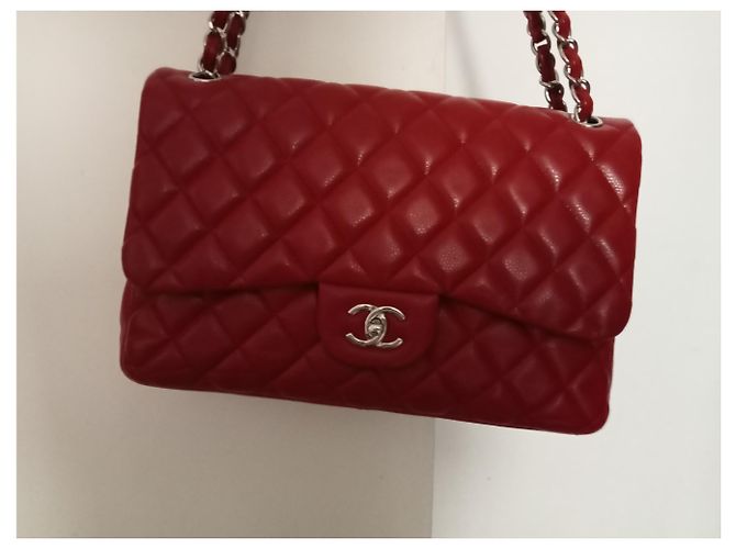Mademoiselle Borsa Chanel Jumbo in pelle caviar rossa Rosso - vista 22