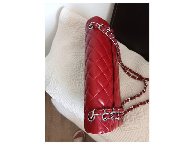 Mademoiselle Borsa Chanel Jumbo in pelle caviar rossa Rosso - vista 24