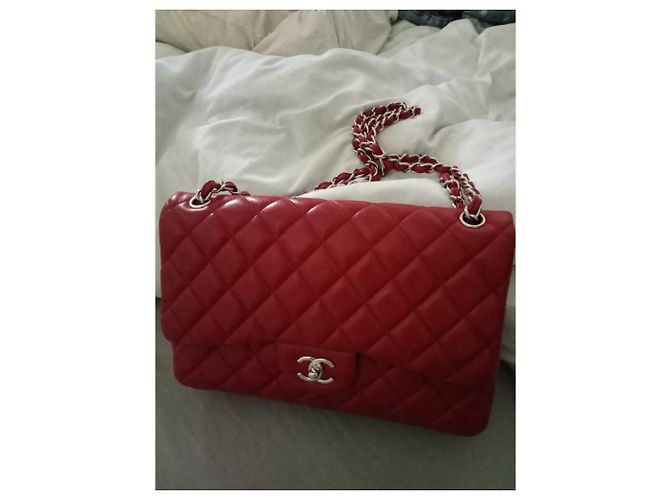 Mademoiselle Borsa Chanel Jumbo in pelle caviar rossa Rosso - vista 25