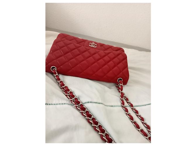 Mademoiselle Borsa Chanel Jumbo in pelle caviar rossa Rosso - vista 26