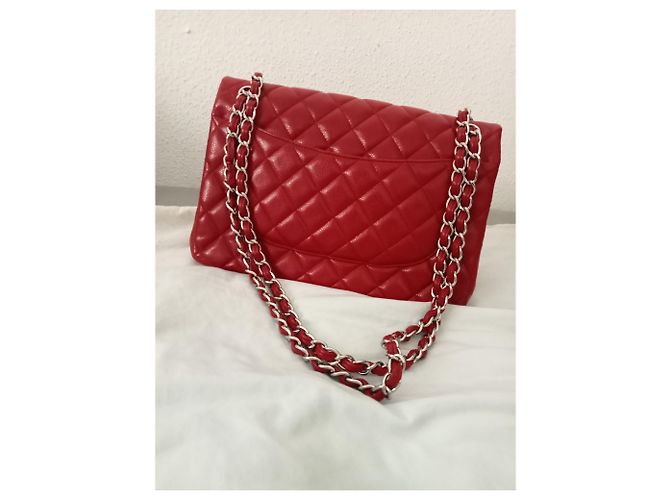 Mademoiselle Borsa Chanel Jumbo in pelle caviar rossa Rosso - vista 27