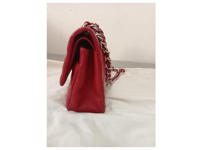 Mademoiselle Borsa Chanel Jumbo in pelle caviar rossa Rosso - vista 28