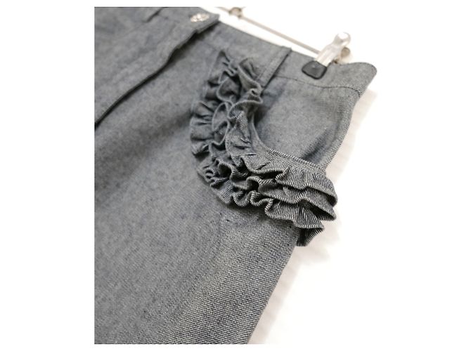 Cruzeiro Chanel 2002 Saia jeans com babado e arco - vista 7