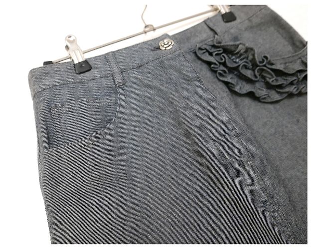 Cruzeiro Chanel 2002 Saia jeans com babado e arco - vista 8