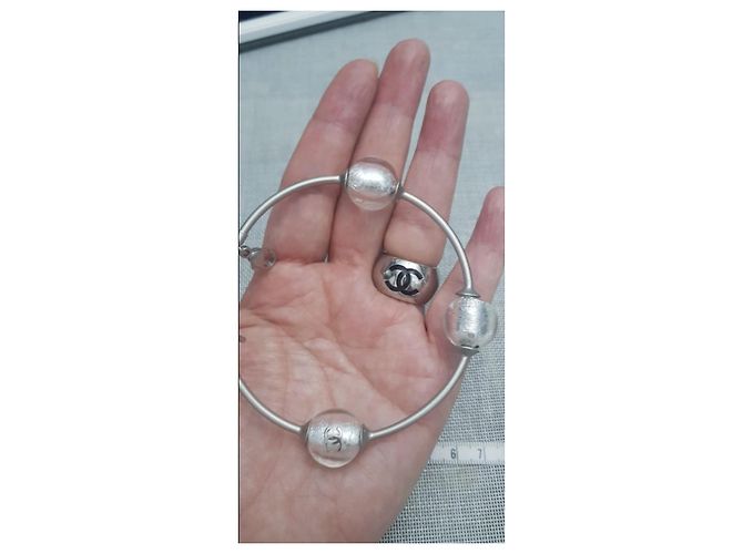 Bracciale Chanel in metallo argentato e resina Argento - vista 5