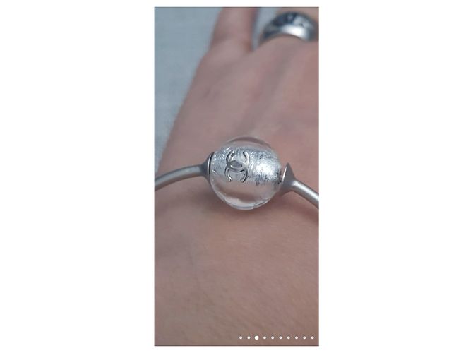 Bracciale Chanel in metallo argentato e resina Argento - vista 7