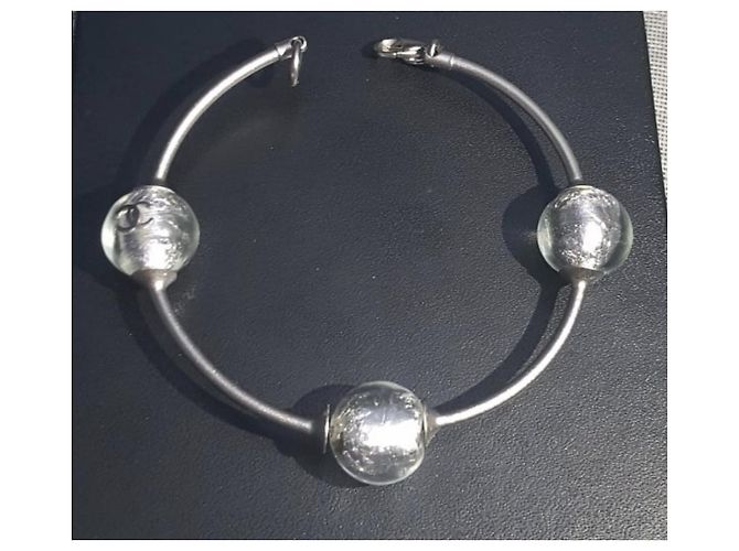 Bracciale Chanel in metallo argentato e resina Argento - vista 8
