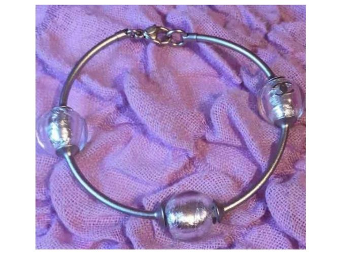 Bracciale Chanel in metallo argentato e resina Argento - vista 9
