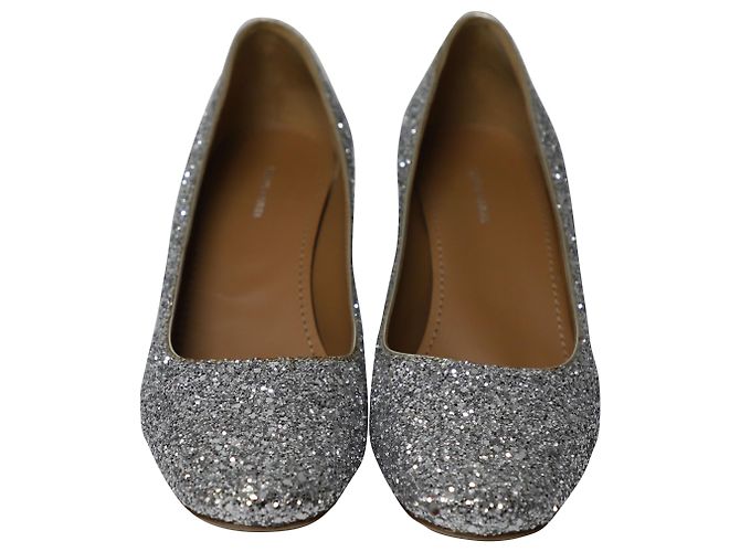 Décolleté Mansur Gavriel Glitterati in Pelle Argento Metallico - vista 2
