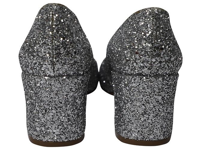 Décolleté Mansur Gavriel Glitterati in Pelle Argento Metallico - vista 4