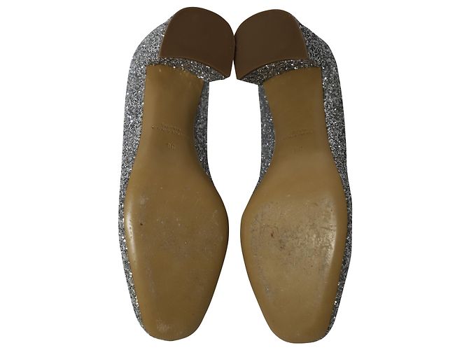 Décolleté Mansur Gavriel Glitterati in Pelle Argento Metallico - vista 5