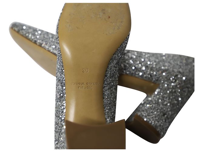 Décolleté Mansur Gavriel Glitterati in Pelle Argento Metallico - vista 6