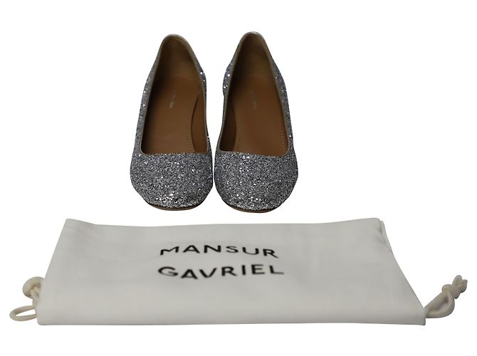 Décolleté Mansur Gavriel Glitterati in Pelle Argento Metallico - vista 7