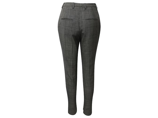 Saint Laurent Checked Slim Trousers in Grey Wool - view 3