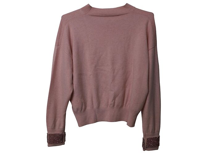 Alexander Wang Pullover mit Kristallmanschetten aus rosa Wolle Pink - Ansicht 4