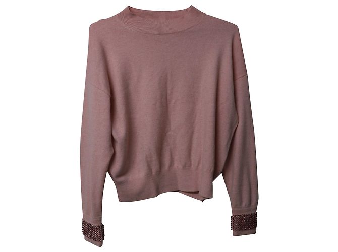 Alexander Wang Pullover mit Kristallmanschetten aus rosa Wolle Pink - Ansicht 5